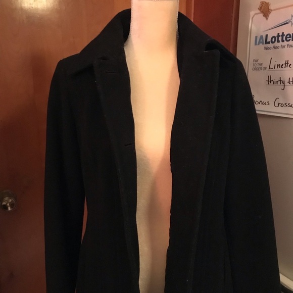 Women’s Winter Navy Blue Classic Wool Coat Jacket M - Picture 3 of 5